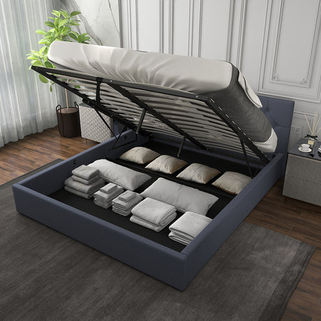 Milano Capri Luxury Gas Lift Bed With Headboard (Model 3) - Charcoal No.35 - King-1951134901155794951