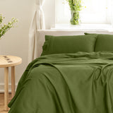 Royal Comfort - Balmain 1000TC Bamboo cotton Sheet Sets (Queen) - Olive - Rear View