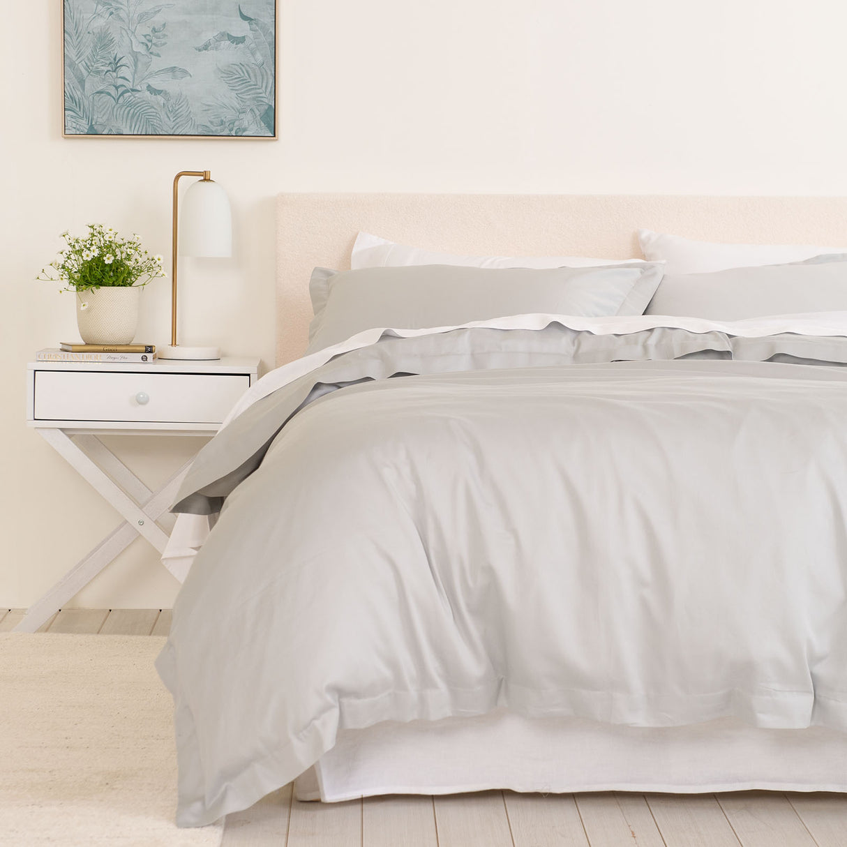 Royal Comfort - Balmain 1000TC Bamboo cotton Quilt Cover Sets (Queen) - Cool Grey-1951134829844238336