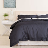 Royal Comfort - Balmain 1000TC Bamboo cotton Quilt Cover Sets (Queen) - Charcoal - Low Angle