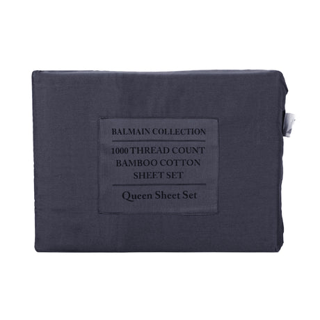 Royal Comfort - Balmain 1000TC Bamboo cotton Quilt Cover Sets (Queen) - Charcoal-1951134830041370631