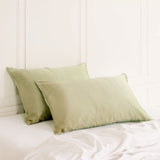 SILK PILLOW CASE TWIN PACK - SIZE: 51X76CM - Sage - Low Angle
