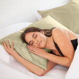 SILK PILLOW CASE TWIN PACK - SIZE: 51X76CM - Sage - Front View