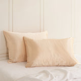 SILK PILLOW CASE TWIN PACK - SIZE: 51X76CM - Champagne Pink - Low Angle