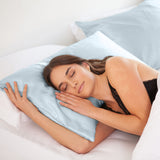 SILK PILLOW CASE TWIN PACK - SIZE: 51X76CM - Soft Blue - Front View