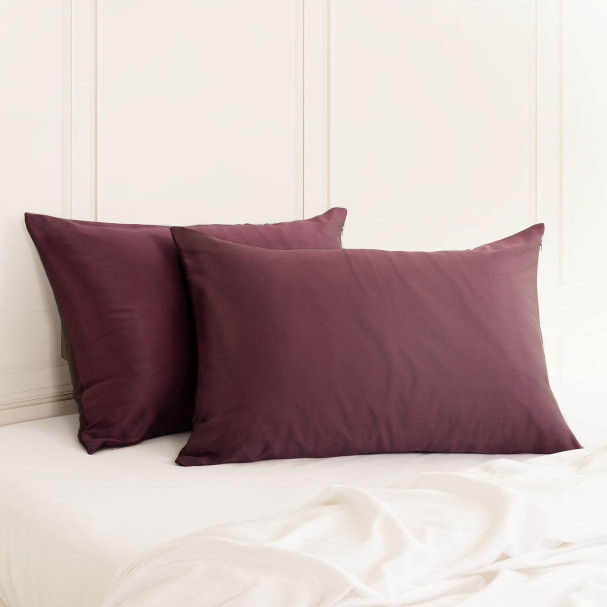 SILK PILLOW CASE TWIN PACK - SIZE: 51X76CM? - Malaga Wine-1951134815281614848