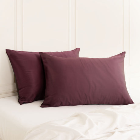 SILK PILLOW CASE TWIN PACK - SIZE: 51X76CM? - Malaga Wine-1951134815281614848