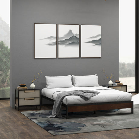 Sorrento Metal and Wood bed base - Single-1951134902246313988