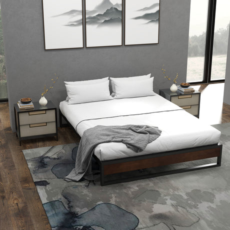Sorrento Metal and Wood bed base - Single-1951134902246313989