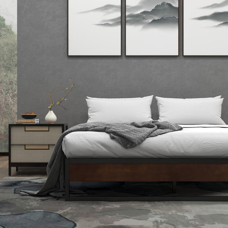 Sorrento Metal and Wood bed base - Single-1951134902246313990