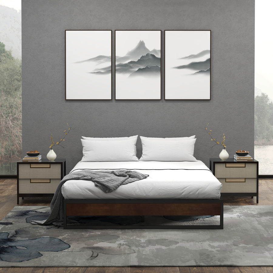 Sorrento Metal and Wood bed base - Double-1951134902615412738