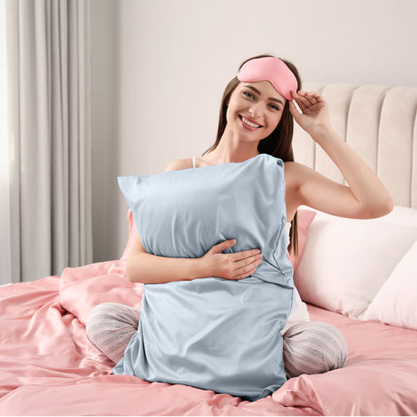 Pure Silk Pillow Case by Royal Comfort (Single Pack) - Soft Blue-1951134816229527556