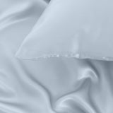 Pure Silk Pillow Case by Royal Comfort (Single Pack) - Soft Blue - Close-Up Angle