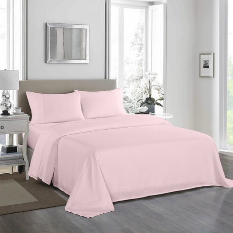 Royal Comfort - 1200TC Ultrasoft 4 Pc Sheet Set - Queen - Soft Pink-1951134880846974976