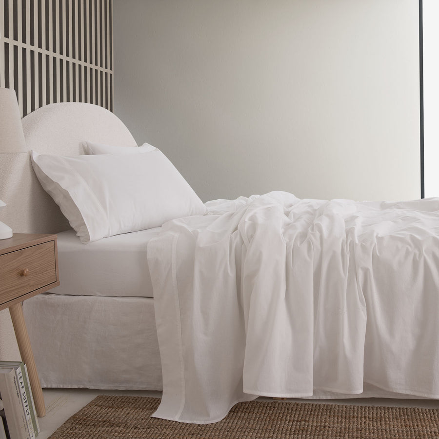 Royal Comfort Vintage Washed 100 % Cotton Sheet Set Single - White-1951134886622531586