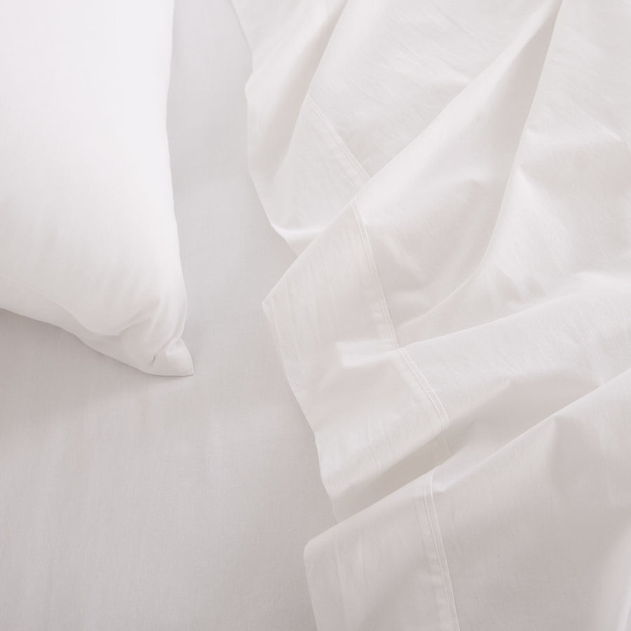 Royal Comfort Vintage Washed 100 % Cotton Sheet Set Single - White-1951134886622531588