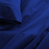 Royal Comfort Vintage Washed 100 % Cotton Sheet Set Single - Royal Blue - Side View