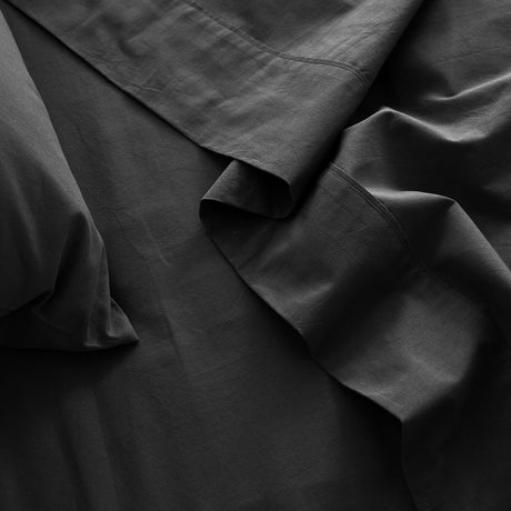 Royal Comfort Vintage Washed 100 % Cotton Sheet Set Single - Charcoal-1951134887033573380