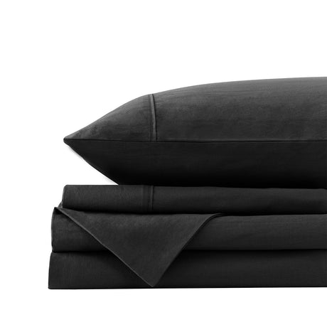 Royal Comfort Vintage Washed 100 % Cotton Sheet Set Single - Charcoal-1951134887033573381