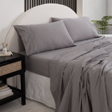 Royal Comfort Vintage Washed 100 % Cotton Sheet Set Single - Grey - Close-Up Angle
