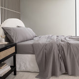 Royal Comfort Vintage Washed 100 % Cotton Sheet Set Single - Grey-1951134887218122754