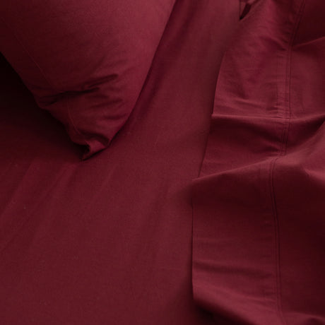 Royal Comfort Vintage Washed 100 % Cotton Sheet Set Single - Mulled Wine-1951134887419449348