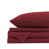 Royal Comfort Vintage Washed 100 % Cotton Sheet Set Single - Mulled Wine - 45-Degree Angle