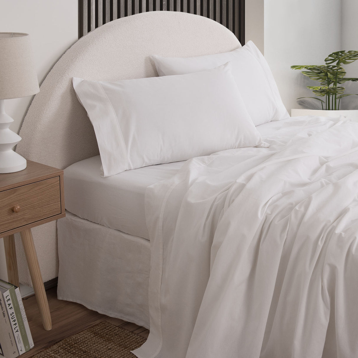 Royal Comfort Vintage Washed 100 % Cotton Sheet Set Double - White-1951134887620775936