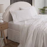 Royal Comfort Vintage Washed 100 % Cotton Sheet Set Double - White - Low Angle