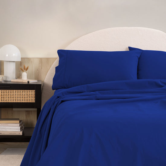 Royal Comfort Vintage Washed 100 % Cotton Sheet Set Double - Royal Blue-1951134887813713921