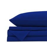 Royal Comfort Vintage Washed 100 % Cotton Sheet Set Double - Royal Blue - 45-Degree Angle