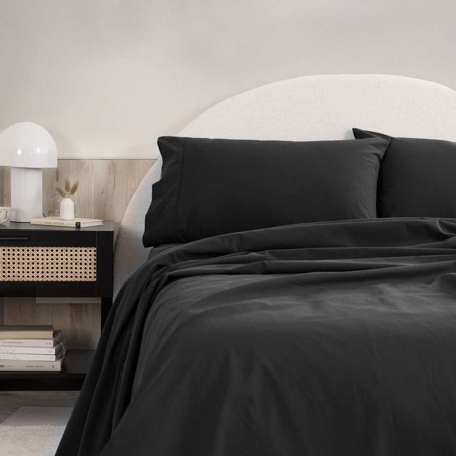 Royal Comfort Vintage Washed 100 % Cotton Sheet Set Double - Charcoal-1951134888006651905