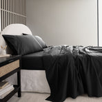 Royal Comfort Vintage Washed 100 % Cotton Sheet Set Double - Charcoal-1951134888006651906