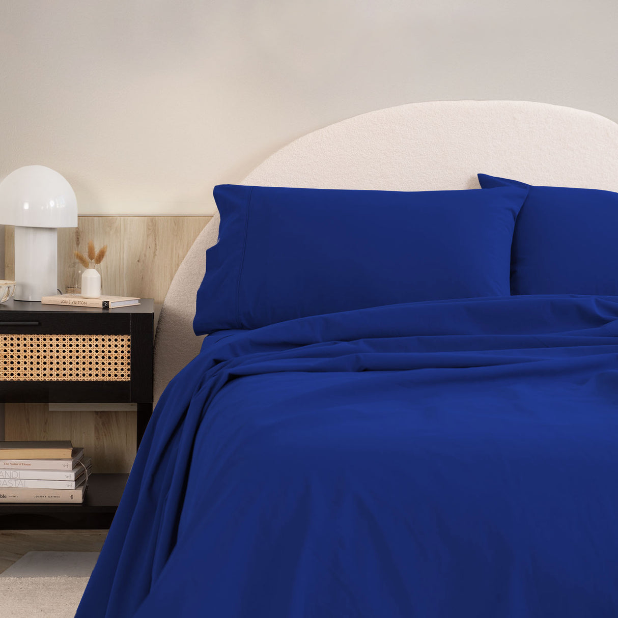 Royal Comfort Vintage Washed 100% Cotton Sheet Set Queen - Royal Blue-1951134888870678529