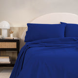 Royal Comfort Vintage Washed 100% Cotton Sheet Set Queen - Royal Blue