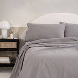 Royal Comfort Vintage Washed 100% Cotton Sheet Set Queen - Grey-1951134889311080449