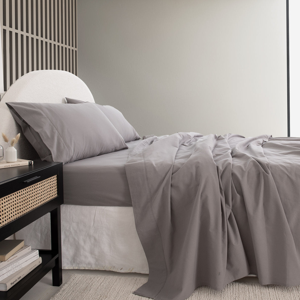 Royal Comfort Vintage Washed 100% Cotton Sheet Set Queen - Grey-1951134889311080450