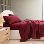 Royal Comfort Vintage Washed 100% Cotton Sheet Set Queen- Mulled Wine-1951134889478852610