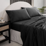 Royal Comfort Vintage Washed 100% Cotton Sheet Set King - Charcoal - Low Angle