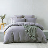 Royal Comfort Vintage Washed 100 % Cotton Quilt Cover Set Double - Grey - Low Angle