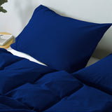 Royal Comfort Vintage Washed 100 % Cotton Quilt Cover Set Double - Royal Blue - Top-Down View