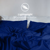 Royal Comfort Vintage Washed 100 % Cotton Quilt Cover Set Double - Royal Blue - Close-Up Angle