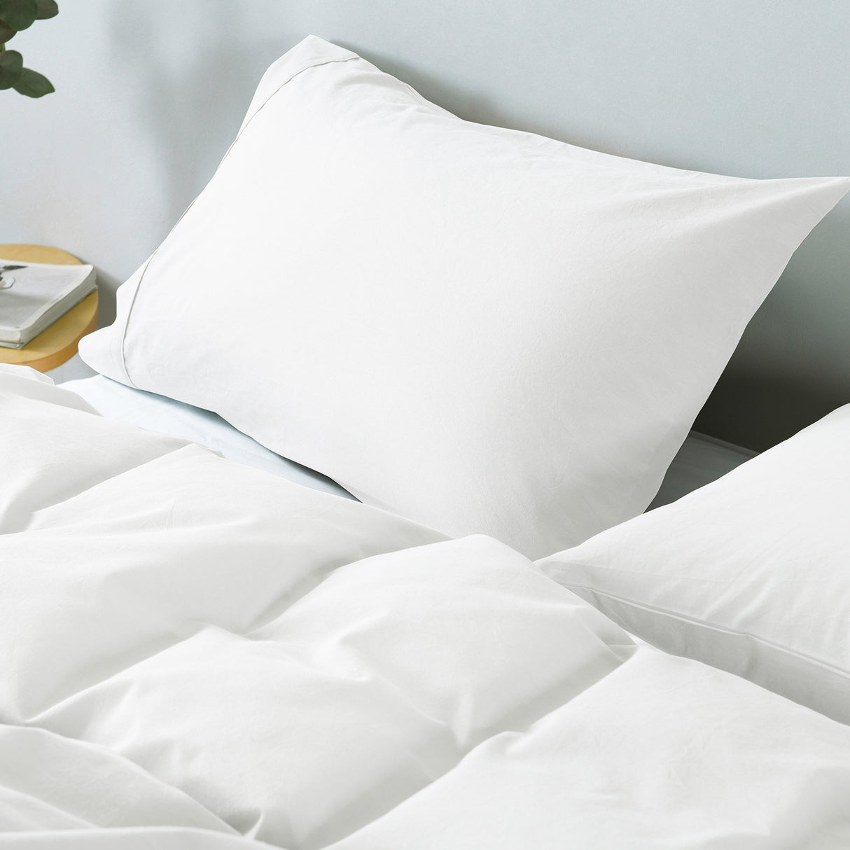 Royal Comfort Vintage Washed 100 % Cotton Quilt Cover Set King - White-1951134833661054981
