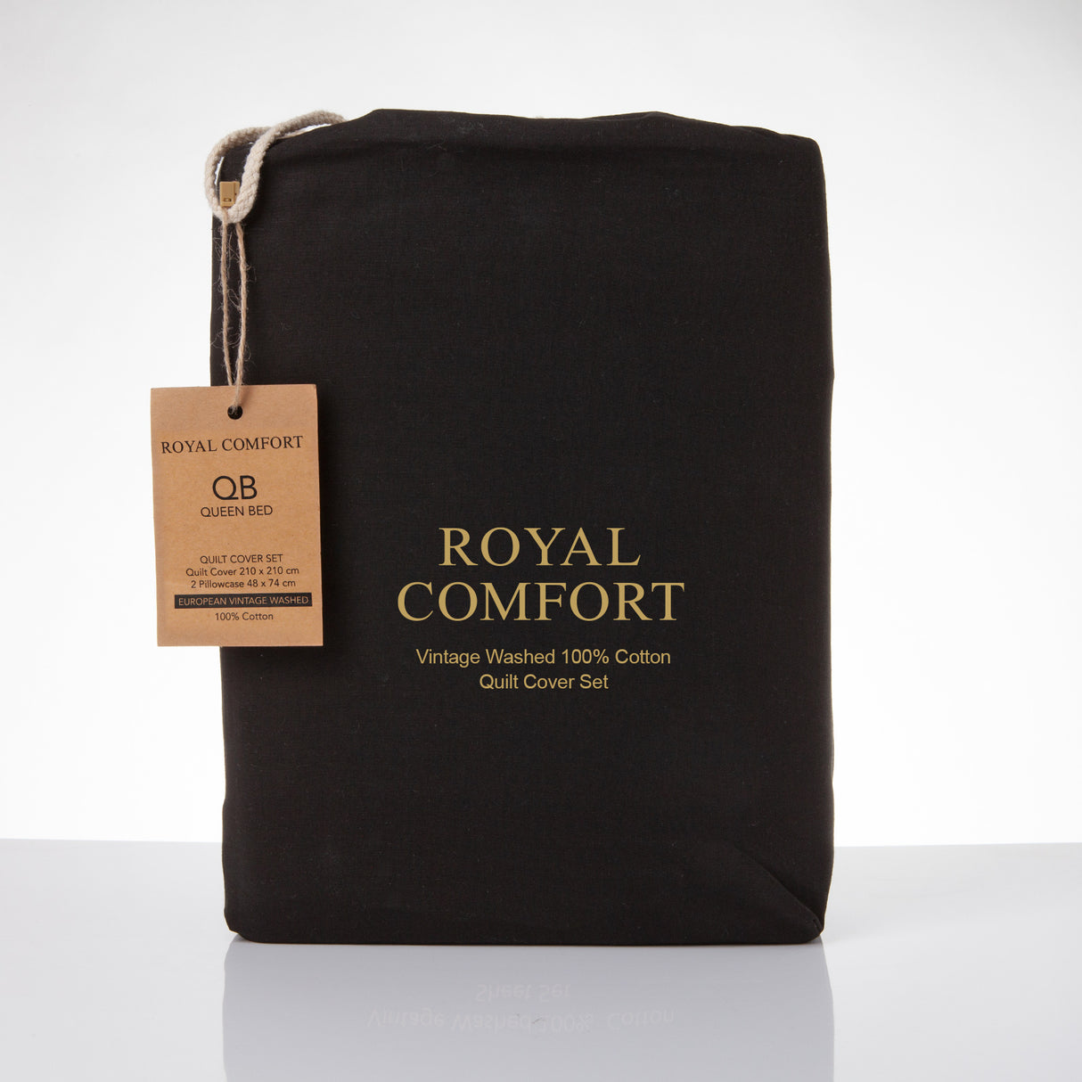 Royal Comfort Vintage Washed 100 % Cotton Quilt Cover Set King - Charcoal-1951134834021765122