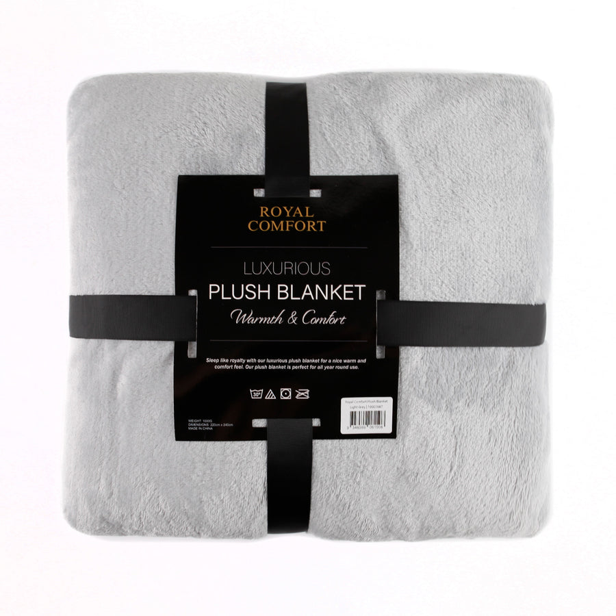 Royal Comfort Plush Light Grey Blanket-1951134809963237378