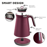 Morphy Richards 1.5L Aspect Black Chrome Kettle - Maroon - Top-Down View