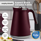 Morphy Richards 1.5L Aspect Black Chrome Kettle - Maroon