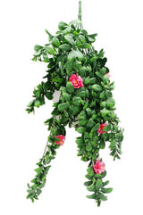 Hanging Pink Rose Stem UV 85cm - Front View