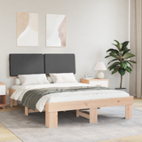 Bed Frame with Upholstered Headboard Dark Grey 150 x 200 cm - Front View