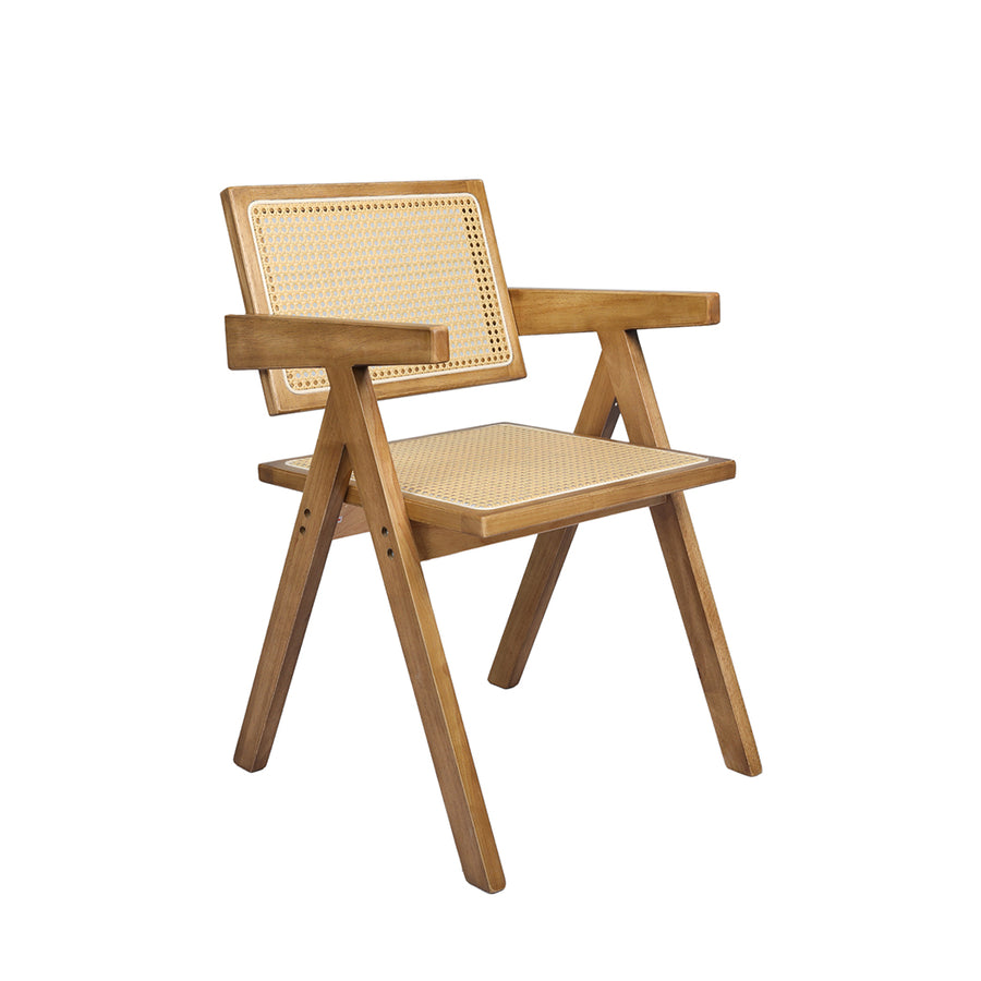 Levede 1x Dining Chair Solid Wood Rattan Natural-2006733274801639424